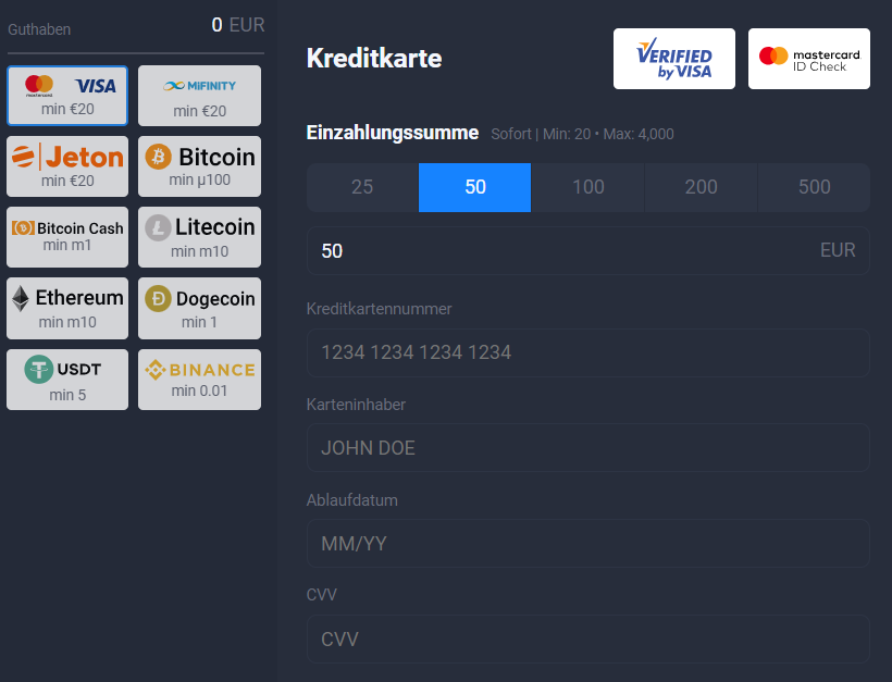 LuckyHunter Zahlungsarten